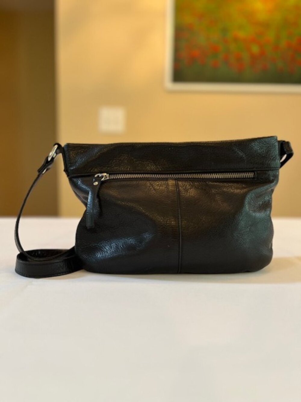 LUPO | Barcelona Black Pebbled High Quality Leather Crossbody Bag-EUC-Vintage - Picture 2 of 16